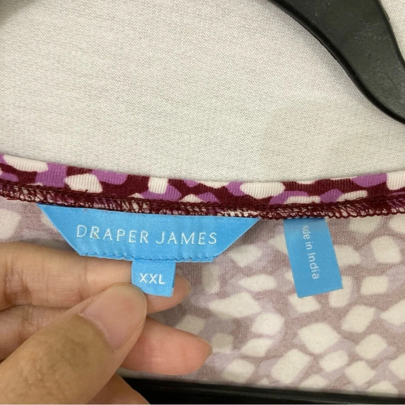 Draper James Purple White Polka Dot V Neck Stretch Tiered Casual Dress size XXL - Picture 2 of 12